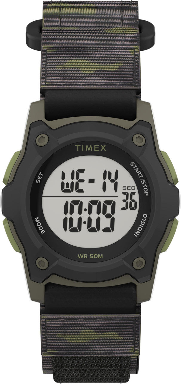 Timex TW7C77500 Kid's Digital 35mm Green Camo Fastwrap Fabric Strap Watch-0