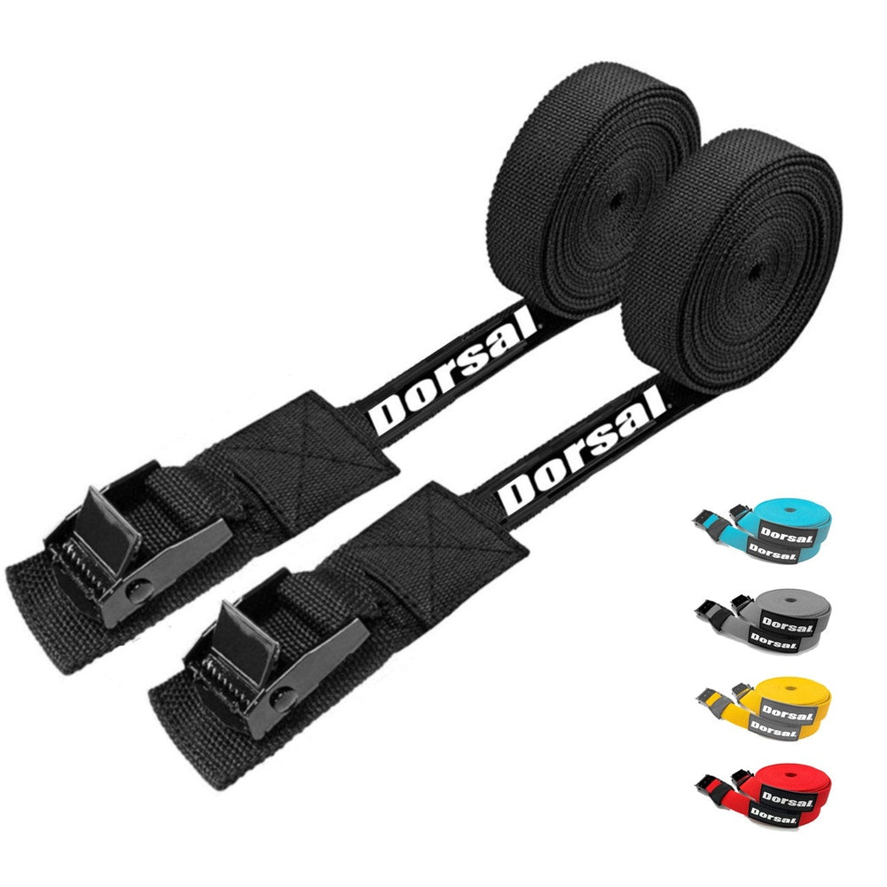 Dorsal Tie Down Straps for Roof Rack Pads Crossbars - Pack of 2 holds Surfboards Kayaks Canoes Paddleboards