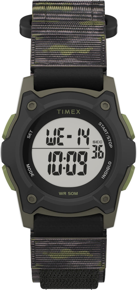 Timex TW7C77500 Kid's Digital 35mm Green Camo Fastwrap   Fabric Strap Watch-0